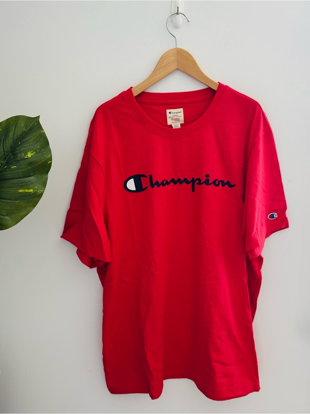 CHAMPION | Red Crewneck T-Shirt XXL